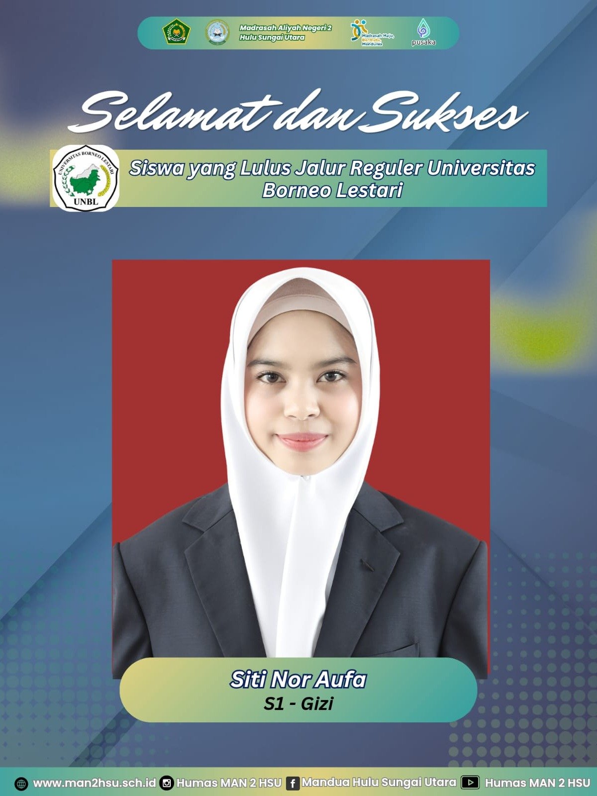 Siswi yang Lulus Universitas Borneo Lestari